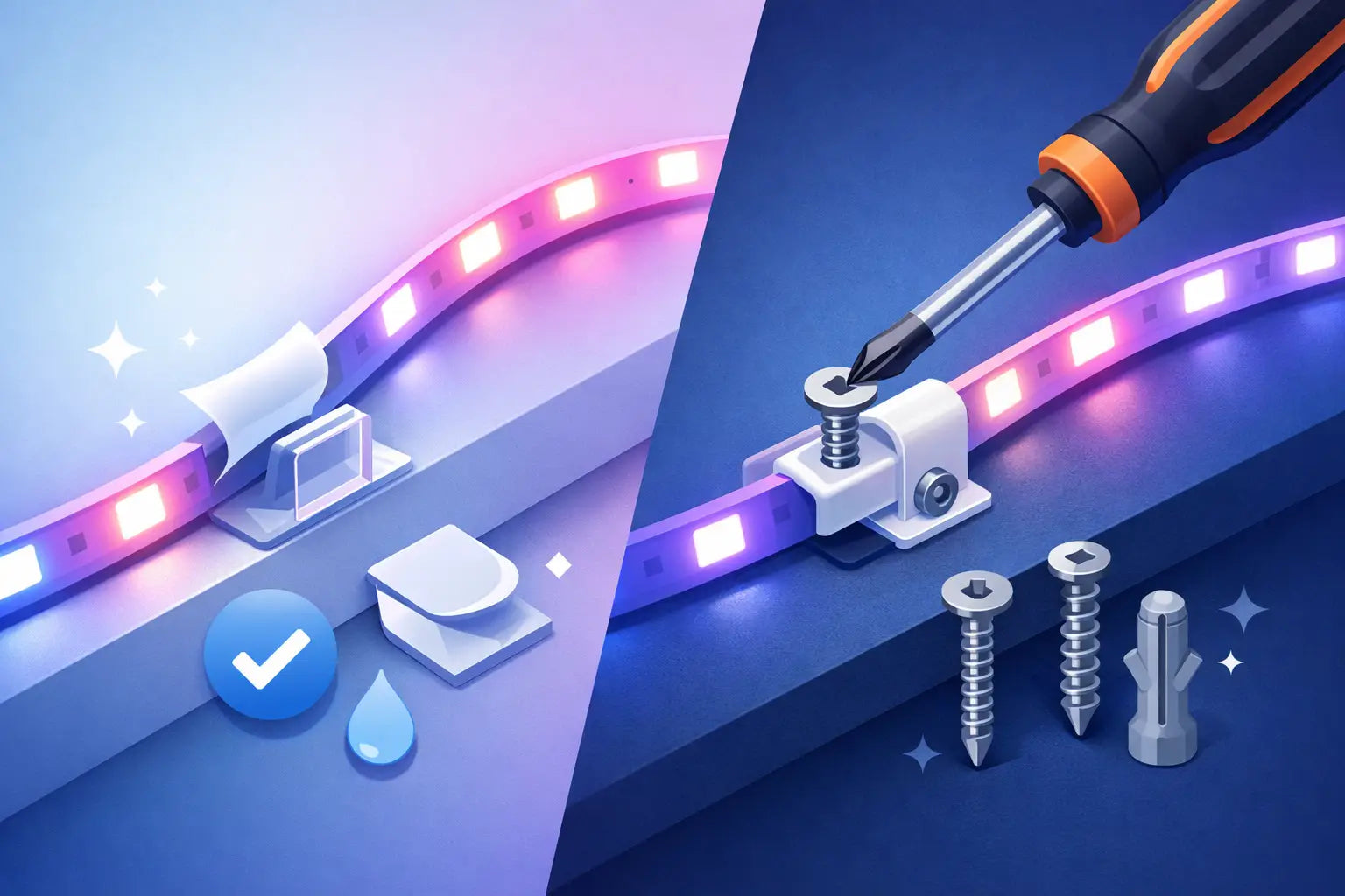 Adhesive Clips vs Screw Mounts for Govee Lights